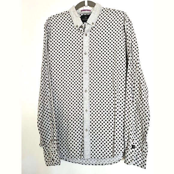 Scotch & Soda Block Print 100% Cotton Wake Up Call Regular Fit Button Up Shirt L - Picture 1 of 11